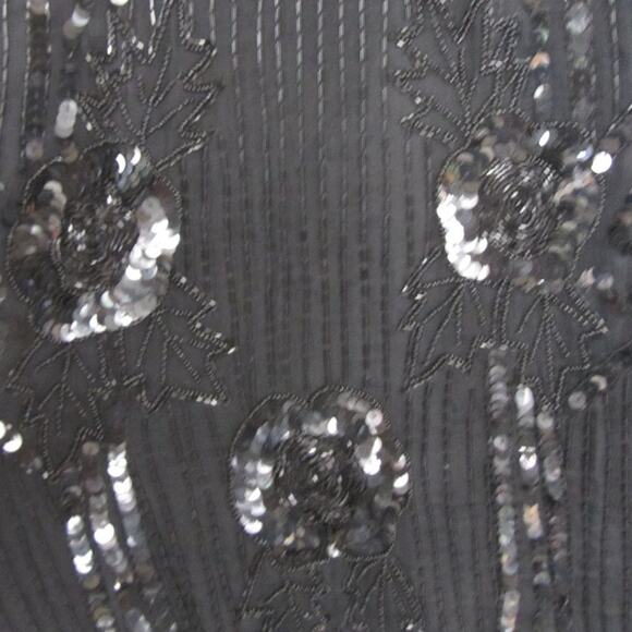STENAY Vintage Art Deco Flapper Style Black Silk Sequins Dress - Picture 5 of 6